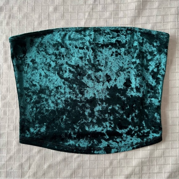 Garage Forest Green Velour Tube Top - Picture 1 of 4